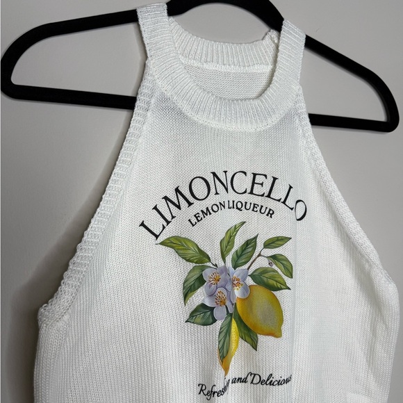 Women's Lemon Graphic Sleeveless Sweater Tank Top - Picture 2 of 6